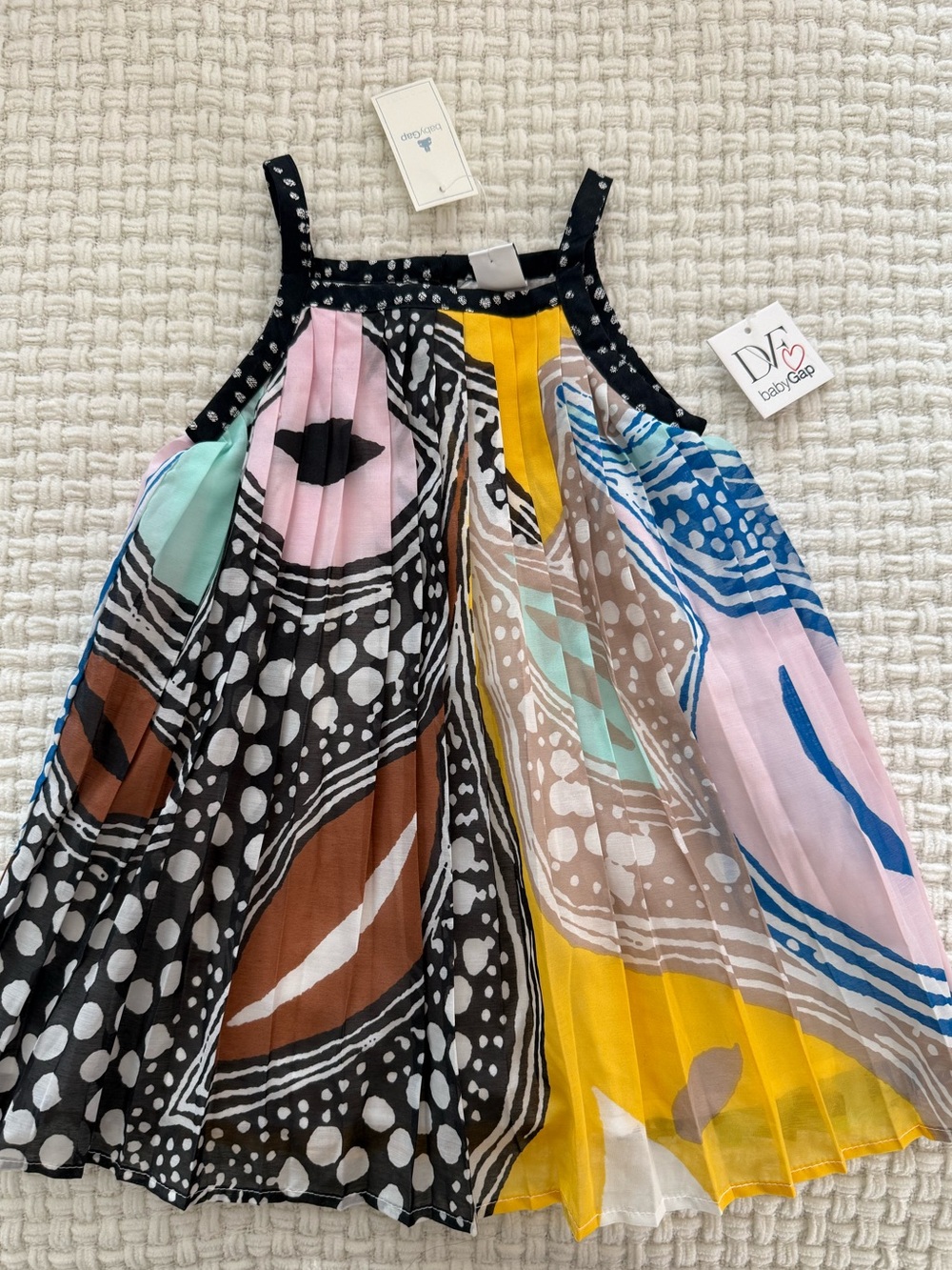 NWT DVF for GAP Multicolor Pleated Sundress Black, Yellow, Blue, Mint, Brown